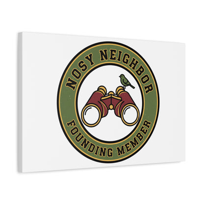 Nosy Neighbor Binoculars Logo Canvas — Retro Birding Art | Grandpa Core Country Core | Flipped Stitch