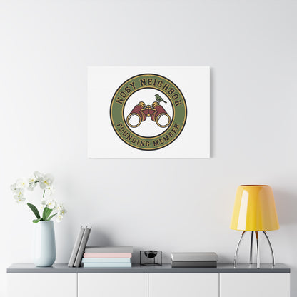 Nosy Neighbor Binoculars Logo Canvas — Retro Birding Art | Grandpa Core Country Core | Flipped Stitch
