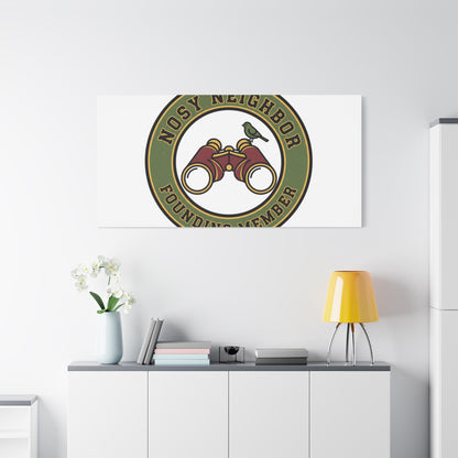 Nosy Neighbor Binoculars Logo Canvas — Retro Birding Art | Grandpa Core Country Core | Flipped Stitch