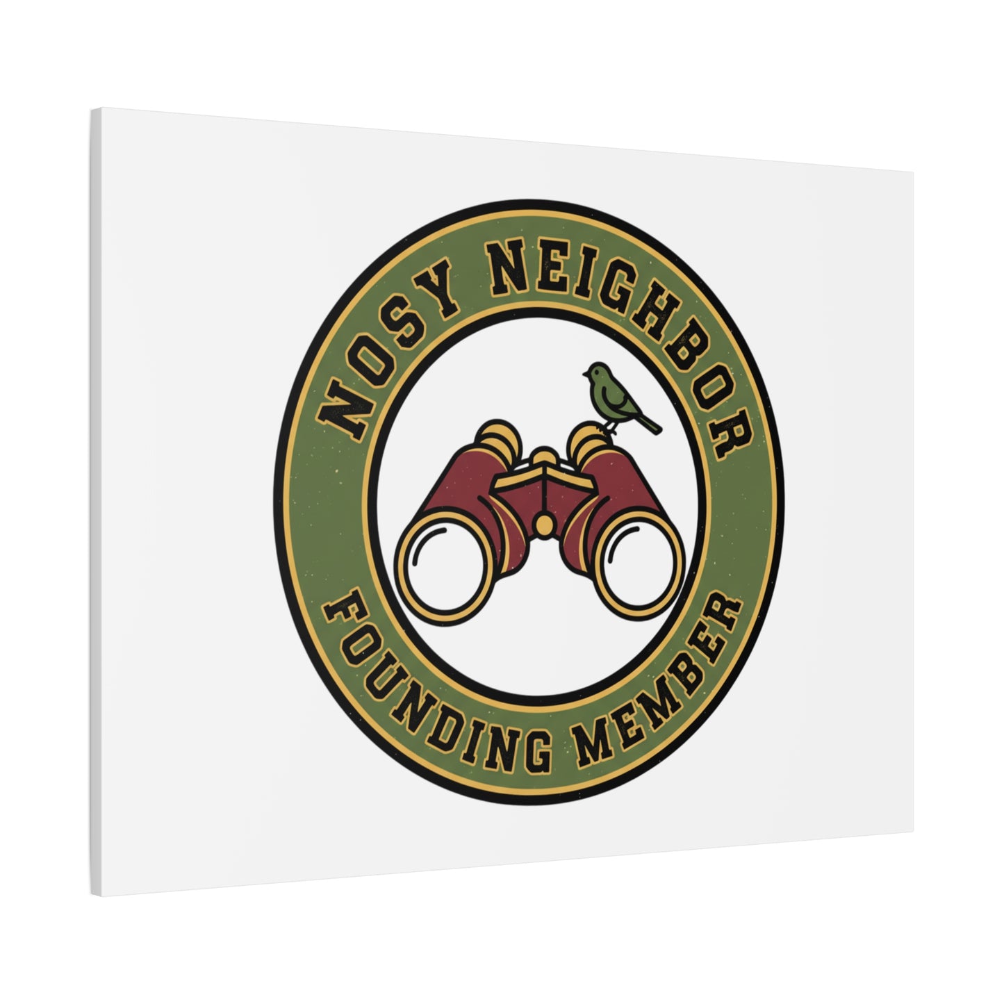 Nosy Neighbor Binoculars Logo Canvas — Retro Birding Art | Grandpa Core Country Core | Flipped Stitch