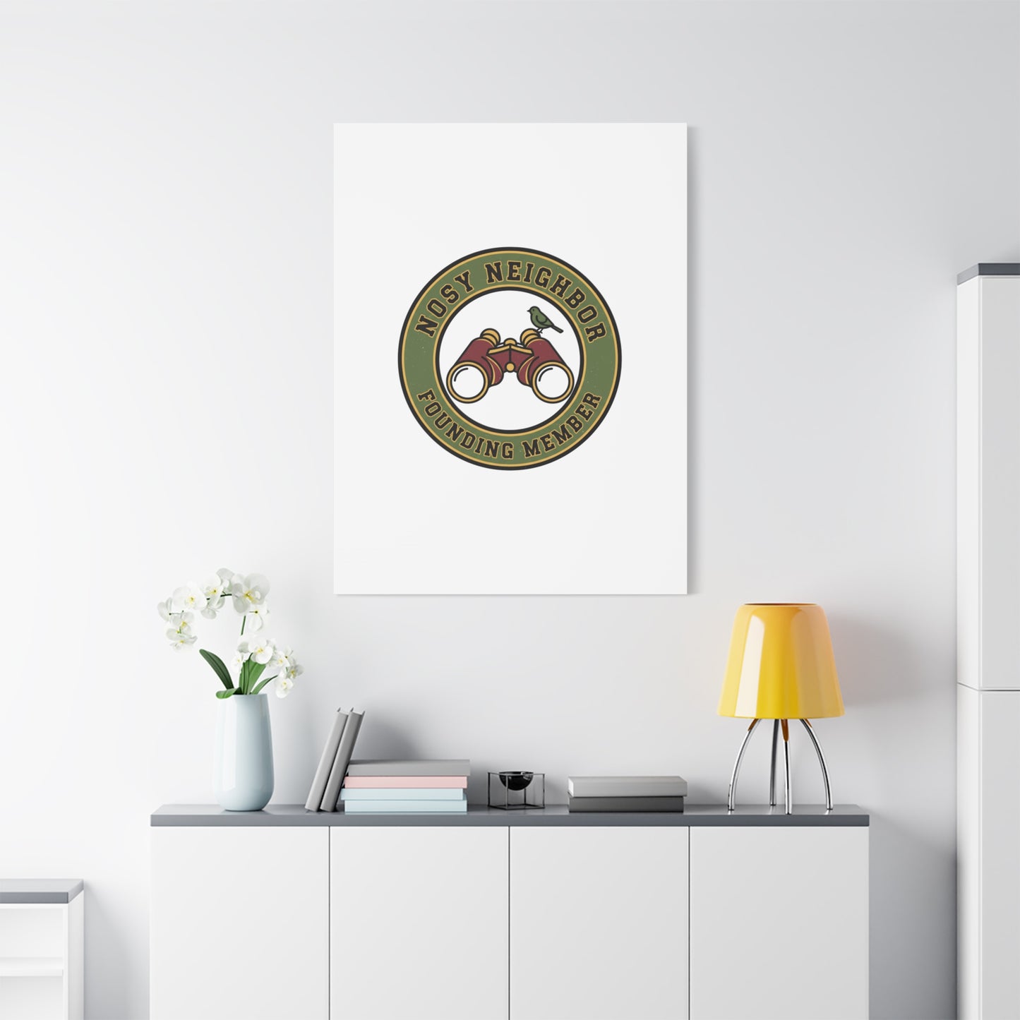 Nosy Neighbor Binoculars Logo Canvas — Retro Birding Art | Grandpa Core Country Core | Flipped Stitch