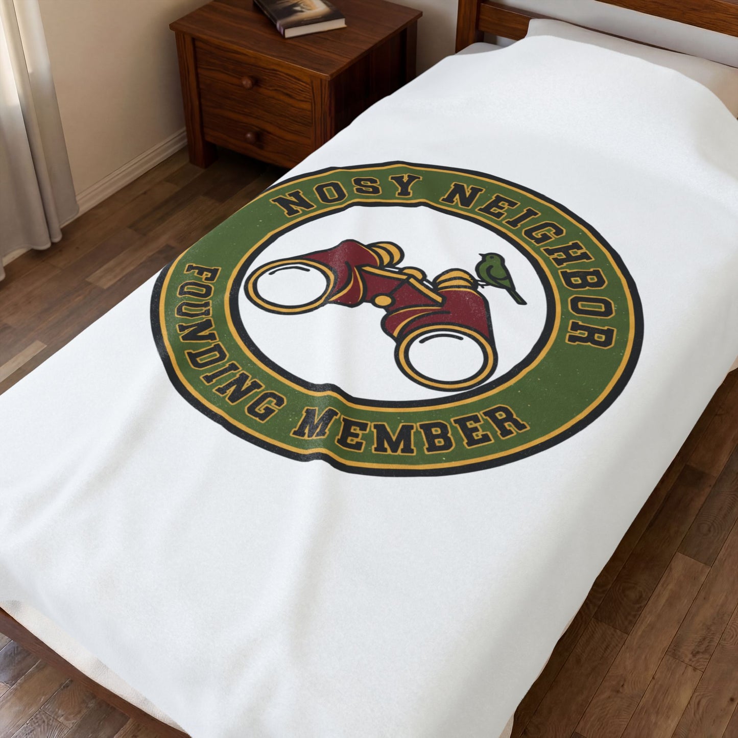Nosy Neighbor Founding Member Velveteen Plush Blanket — Grandpa Core Retro Birding | Flipped Stitch