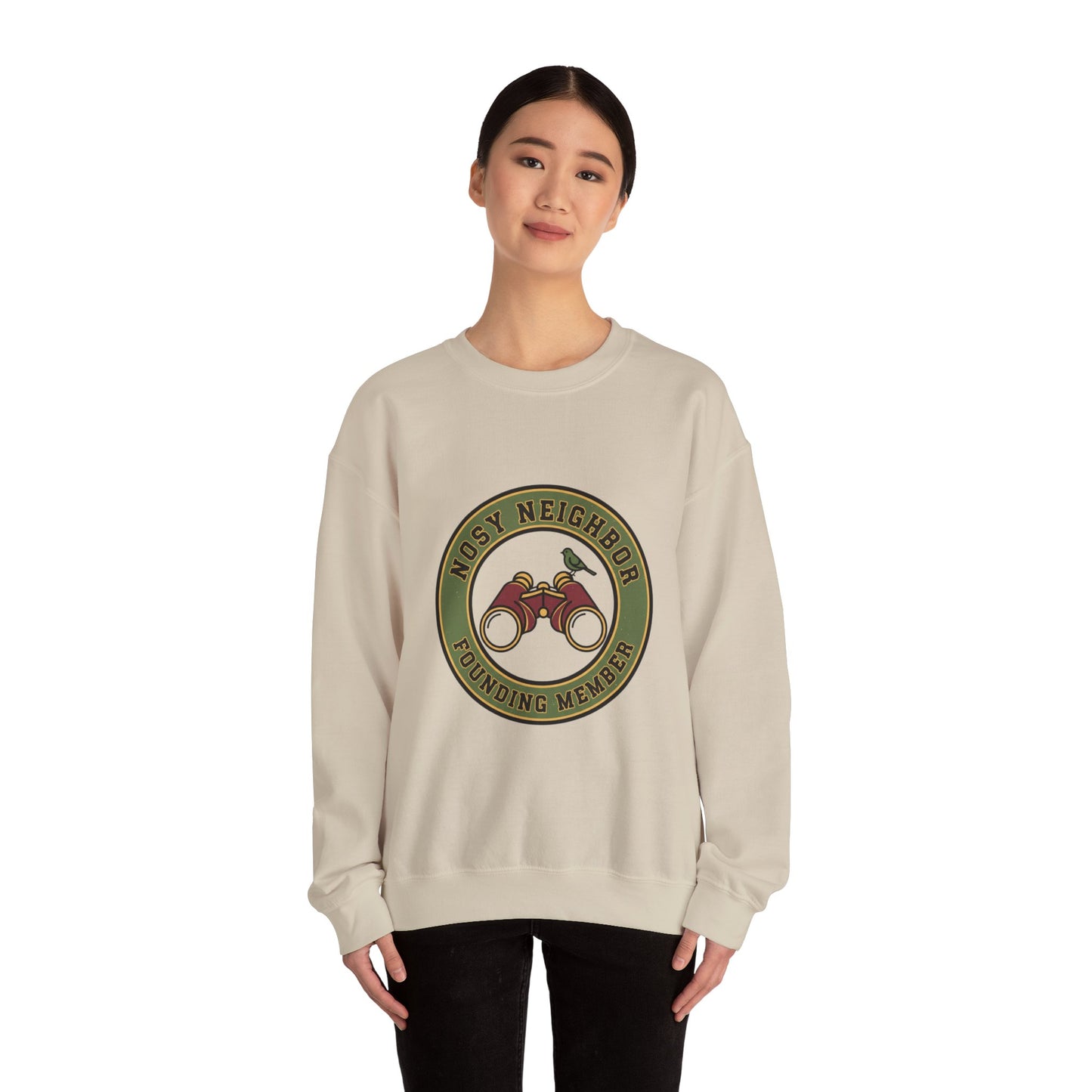 Nostalgic Binoculars Crewneck Sweatshirt — Grandpa Core Retro Wildlife | Flipped Stitch