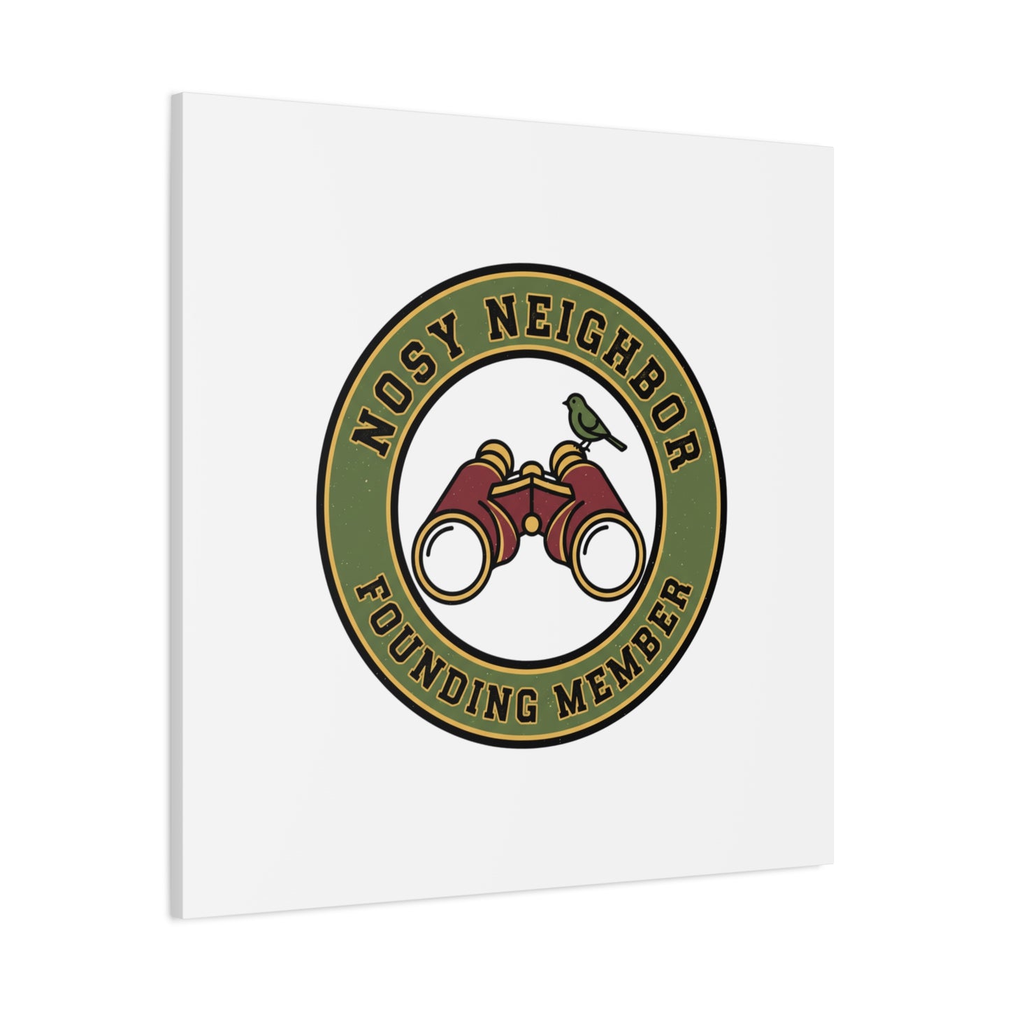 Nosy Neighbor Binoculars Logo Canvas — Retro Birding Art | Grandpa Core Country Core | Flipped Stitch