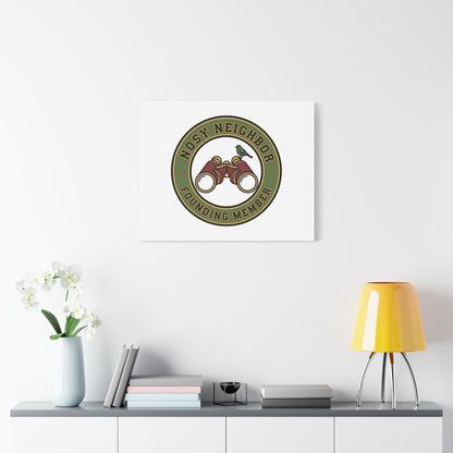 Nosy Neighbor Binoculars Logo Canvas — Retro Birding Art | Grandpa Core Country Core | Flipped Stitch