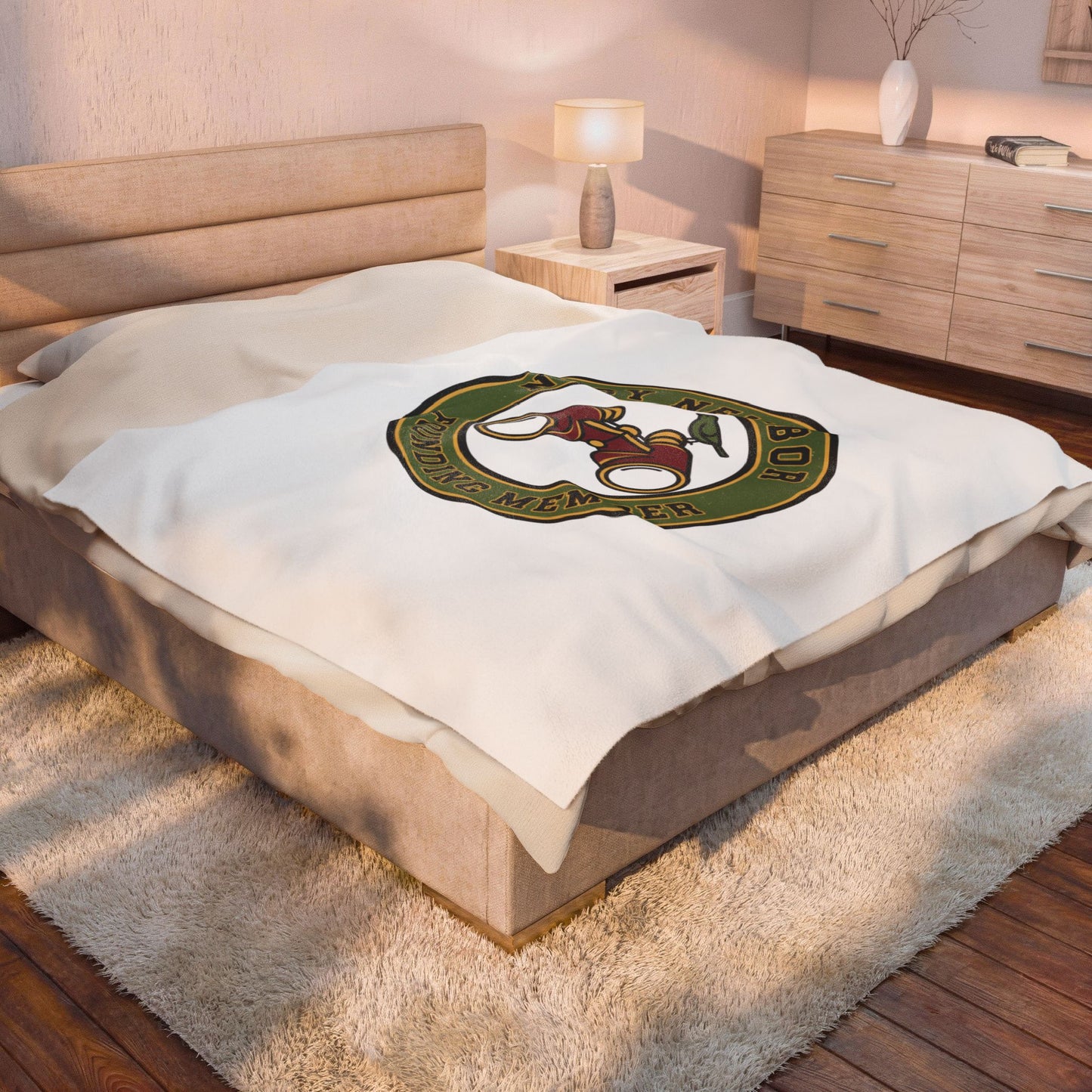 Nosy Neighbor Founding Member Velveteen Plush Blanket — Grandpa Core Retro Birding | Flipped Stitch