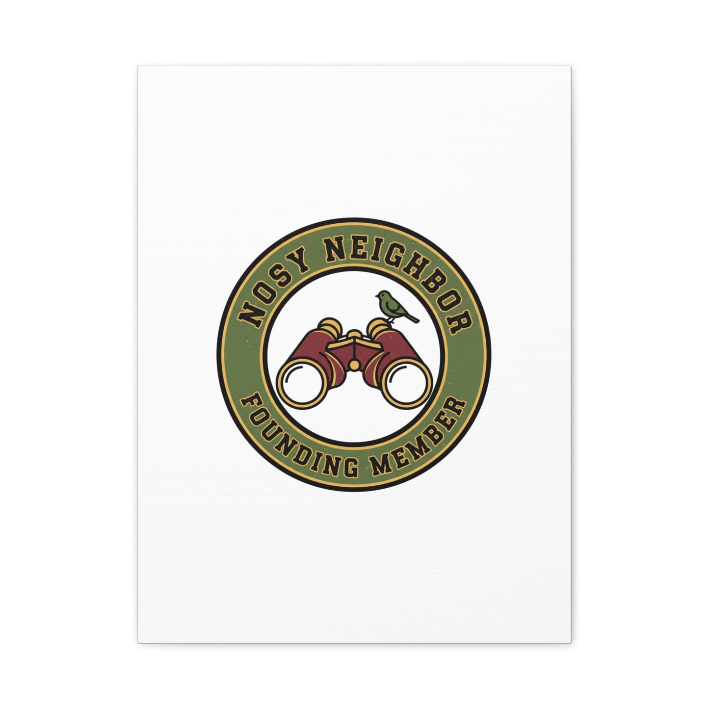 Nosy Neighbor Binoculars Logo Canvas — Retro Birding Art | Grandpa Core Country Core | Flipped Stitch