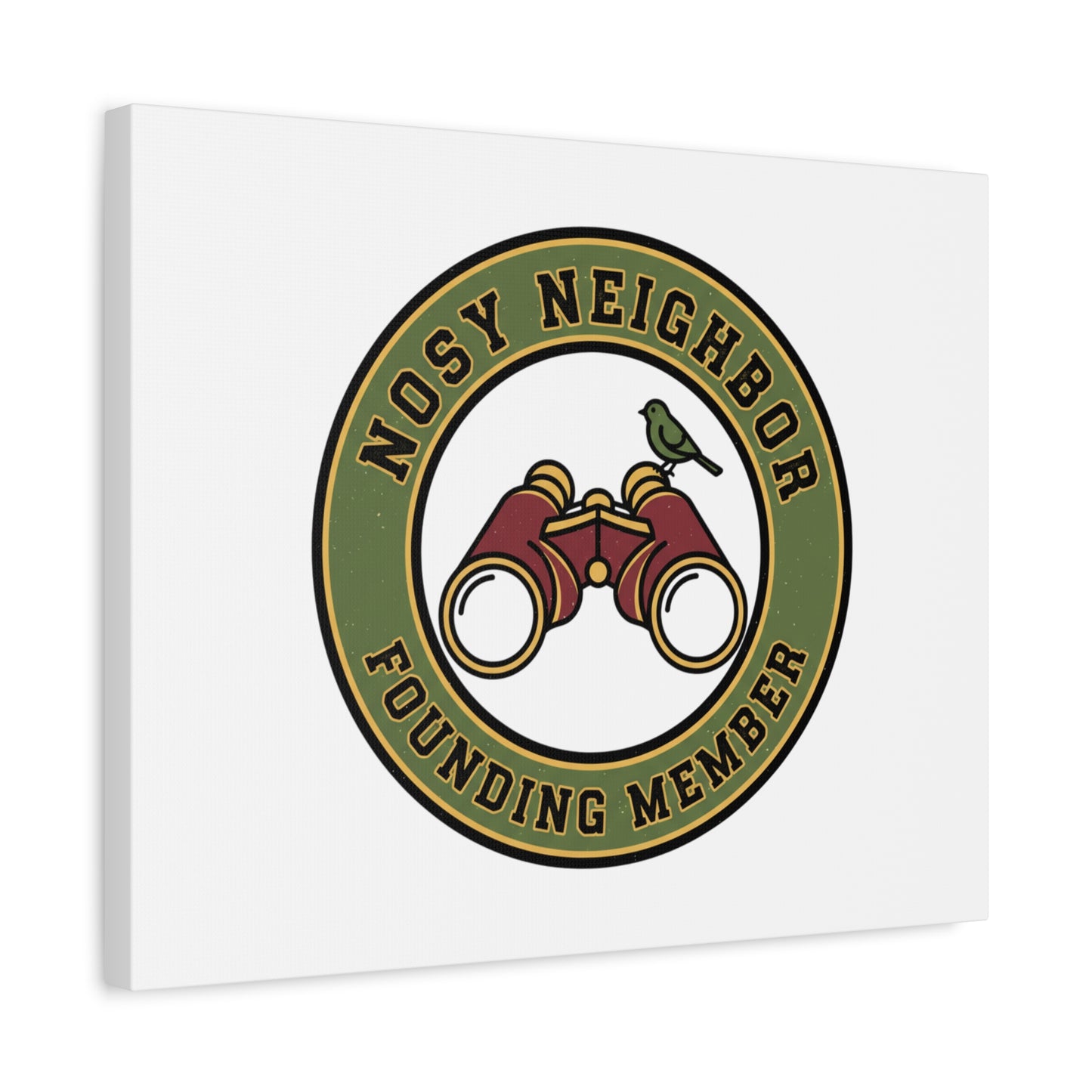 Nosy Neighbor Binoculars Logo Canvas — Retro Birding Art | Grandpa Core Country Core | Flipped Stitch