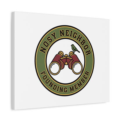 Nosy Neighbor Binoculars Logo Canvas — Retro Birding Art | Grandpa Core Country Core | Flipped Stitch