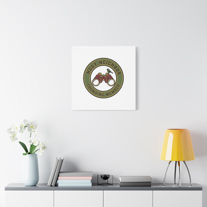Nosy Neighbor Binoculars Logo Canvas — Retro Birding Art | Grandpa Core Country Core | Flipped Stitch