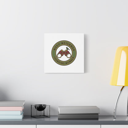 Nosy Neighbor Binoculars Logo Canvas — Retro Birding Art | Grandpa Core Country Core | Flipped Stitch