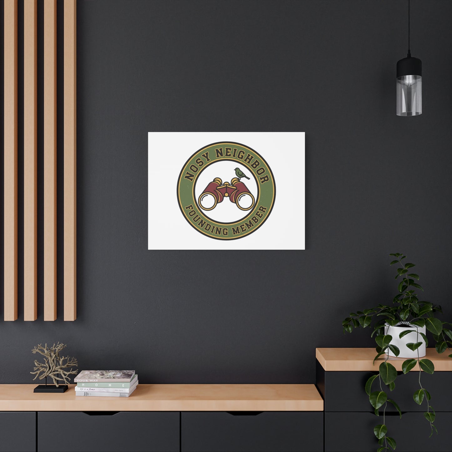 Nosy Neighbor Binoculars Logo Canvas — Retro Birding Art | Grandpa Core Country Core | Flipped Stitch