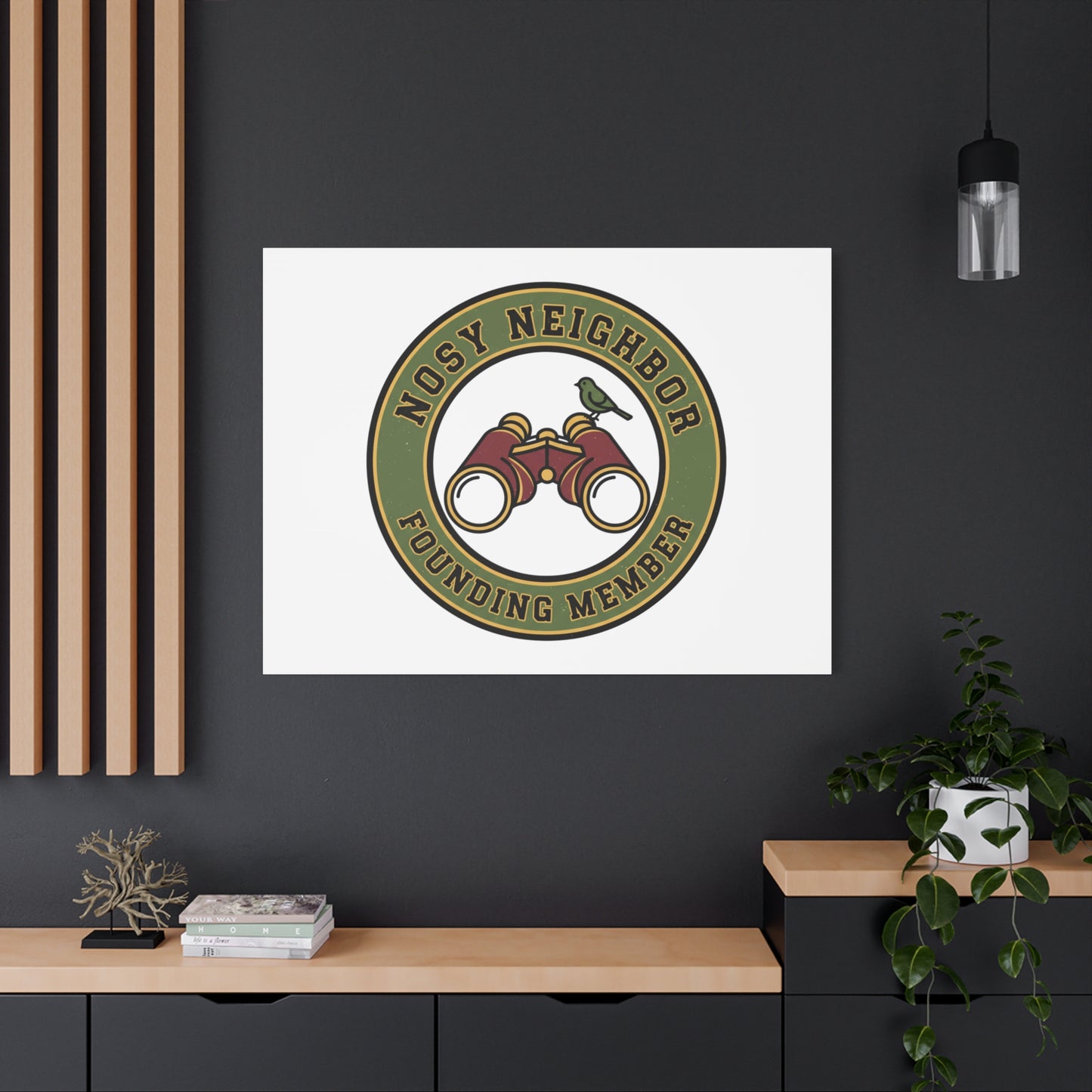 Nosy Neighbor Binoculars Logo Canvas — Retro Birding Art | Grandpa Core Country Core | Flipped Stitch