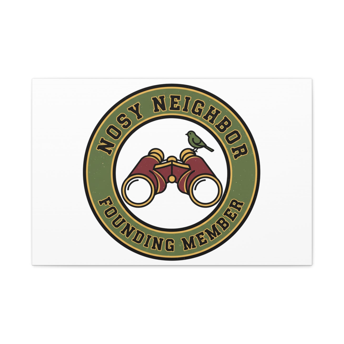 Nosy Neighbor Binoculars Logo Canvas — Retro Birding Art | Grandpa Core Country Core | Flipped Stitch