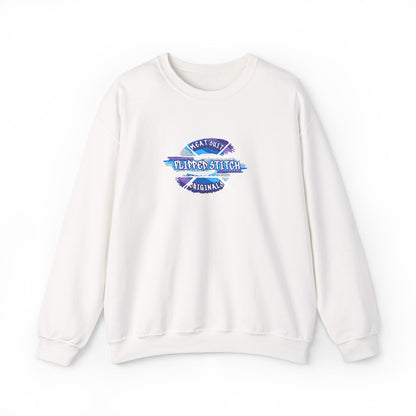 Blue Holographic Kiss Logo Crewneck Sweatshirt — Unisex Aesthetic Streetwear | Flipped Stitch