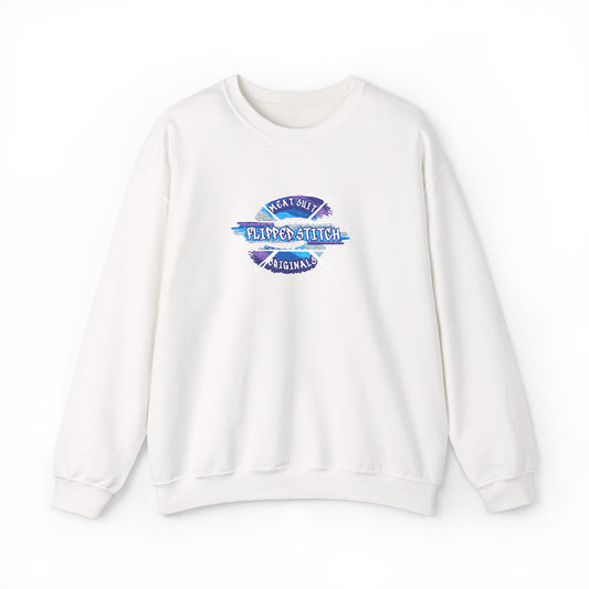 Blue Holographic Kiss Logo Crewneck Sweatshirt — Unisex Aesthetic Streetwear | Flipped Stitch