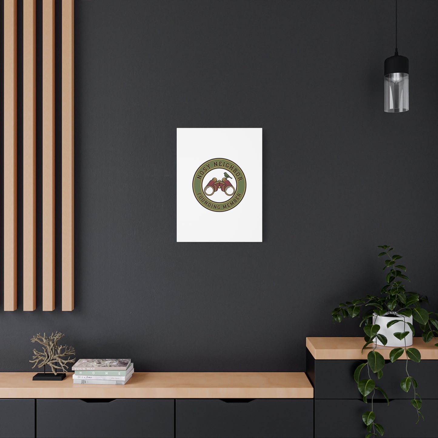 Nosy Neighbor Binoculars Logo Canvas — Retro Birding Art | Grandpa Core Country Core | Flipped Stitch