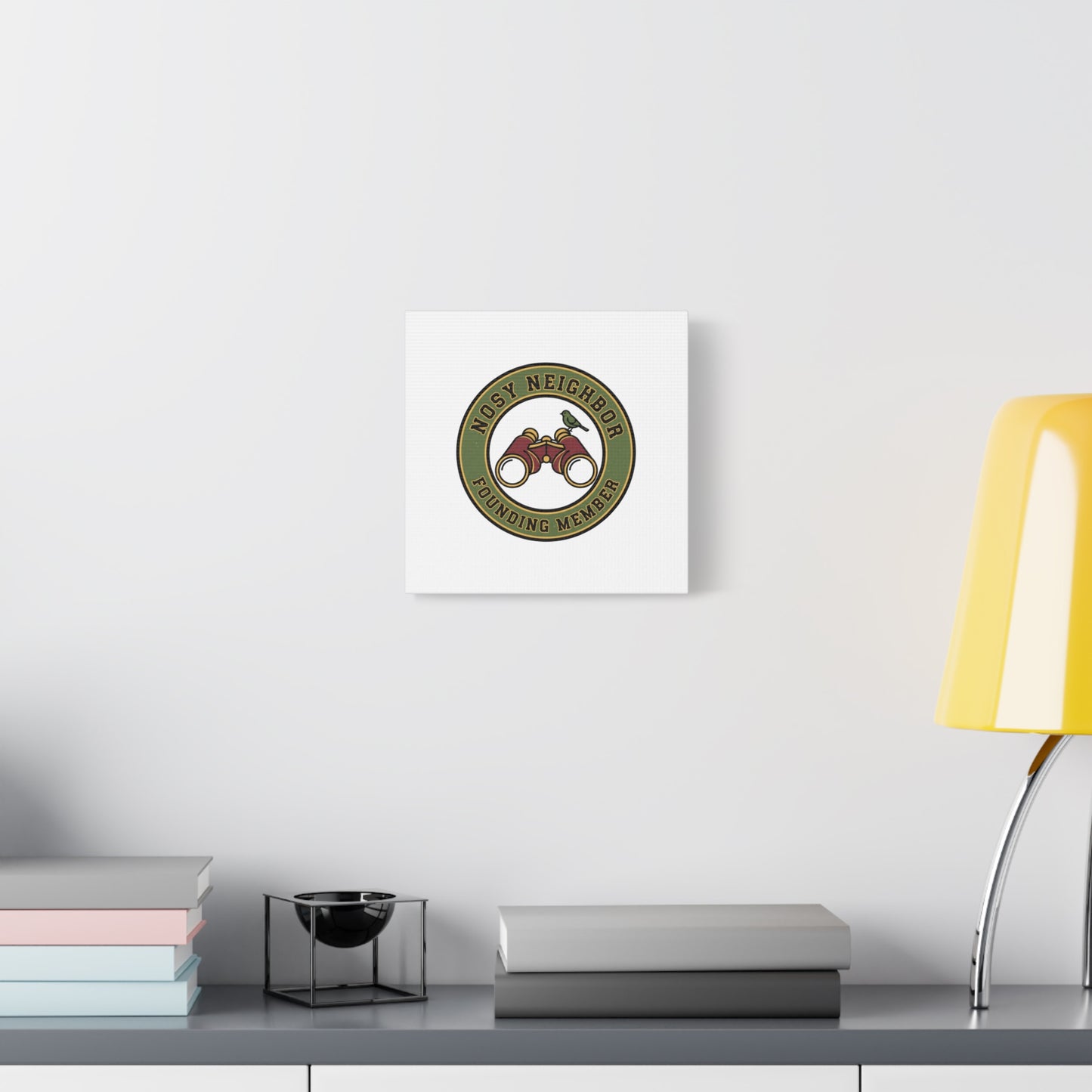 Nosy Neighbor Binoculars Logo Canvas — Retro Birding Art | Grandpa Core Country Core | Flipped Stitch