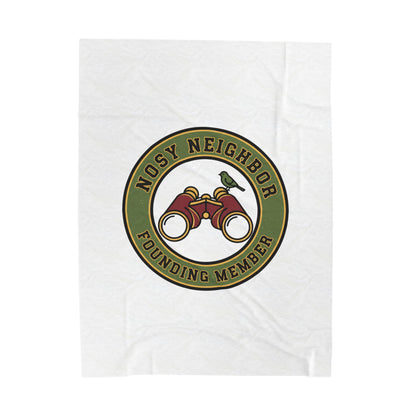 Nosy Neighbor Founding Member Velveteen Plush Blanket — Grandpa Core Retro Birding | Flipped Stitch