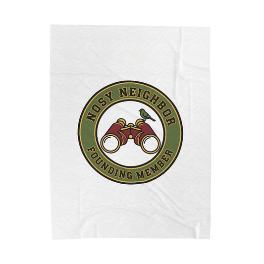 Nosy Neighbor Founding Member Velveteen Plush Blanket — Grandpa Core Retro Birding | Flipped Stitch