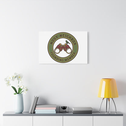 Nosy Neighbor Binoculars Logo Canvas — Retro Birding Art | Grandpa Core Country Core | Flipped Stitch