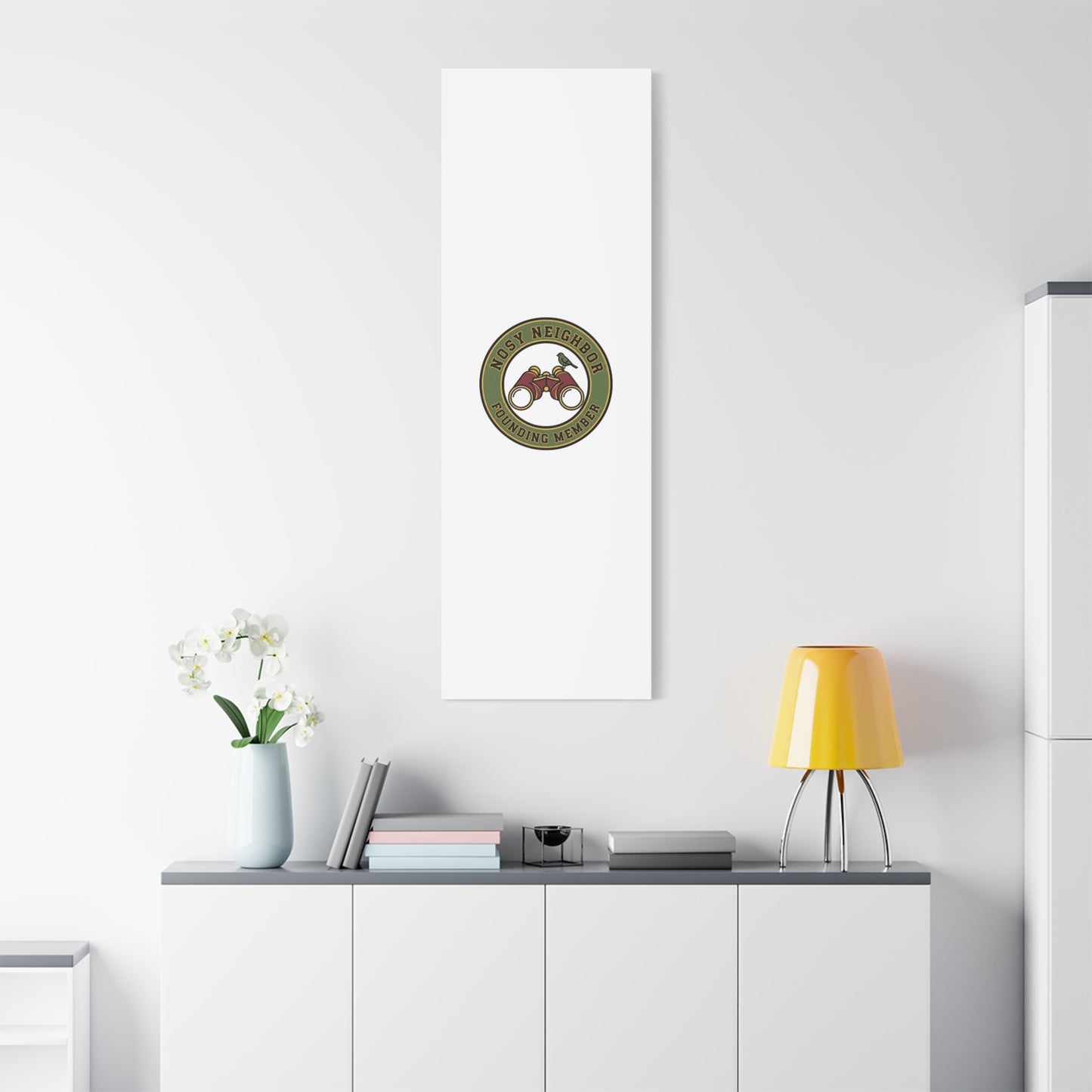 Nosy Neighbor Binoculars Logo Canvas — Retro Birding Art | Grandpa Core Country Core | Flipped Stitch