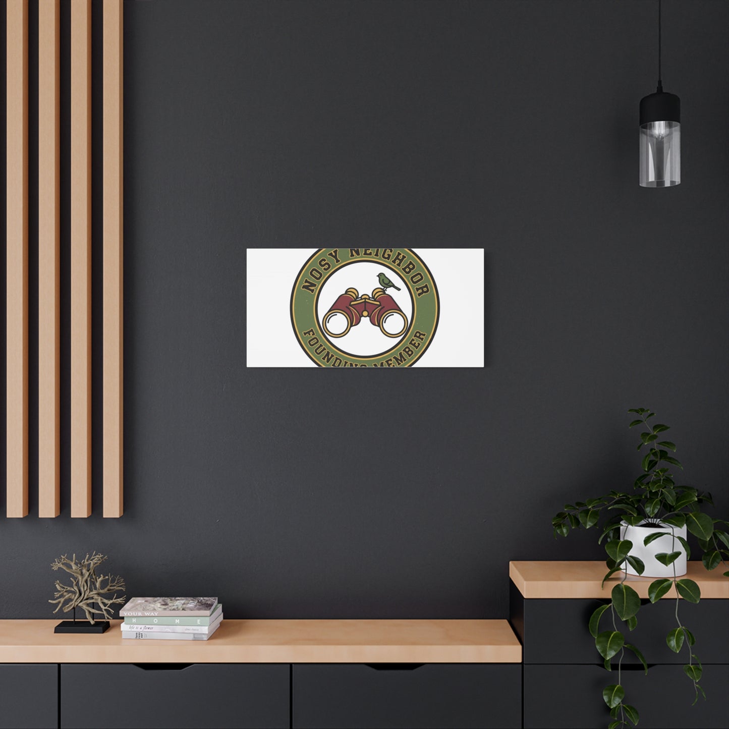 Nosy Neighbor Binoculars Logo Canvas — Retro Birding Art | Grandpa Core Country Core | Flipped Stitch