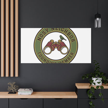 Nosy Neighbor Binoculars Logo Canvas — Retro Birding Art | Grandpa Core Country Core | Flipped Stitch