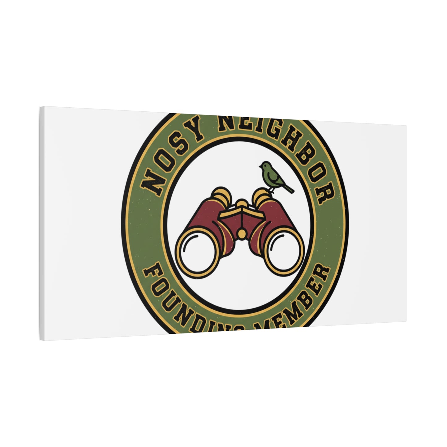 Nosy Neighbor Binoculars Logo Canvas — Retro Birding Art | Grandpa Core Country Core | Flipped Stitch