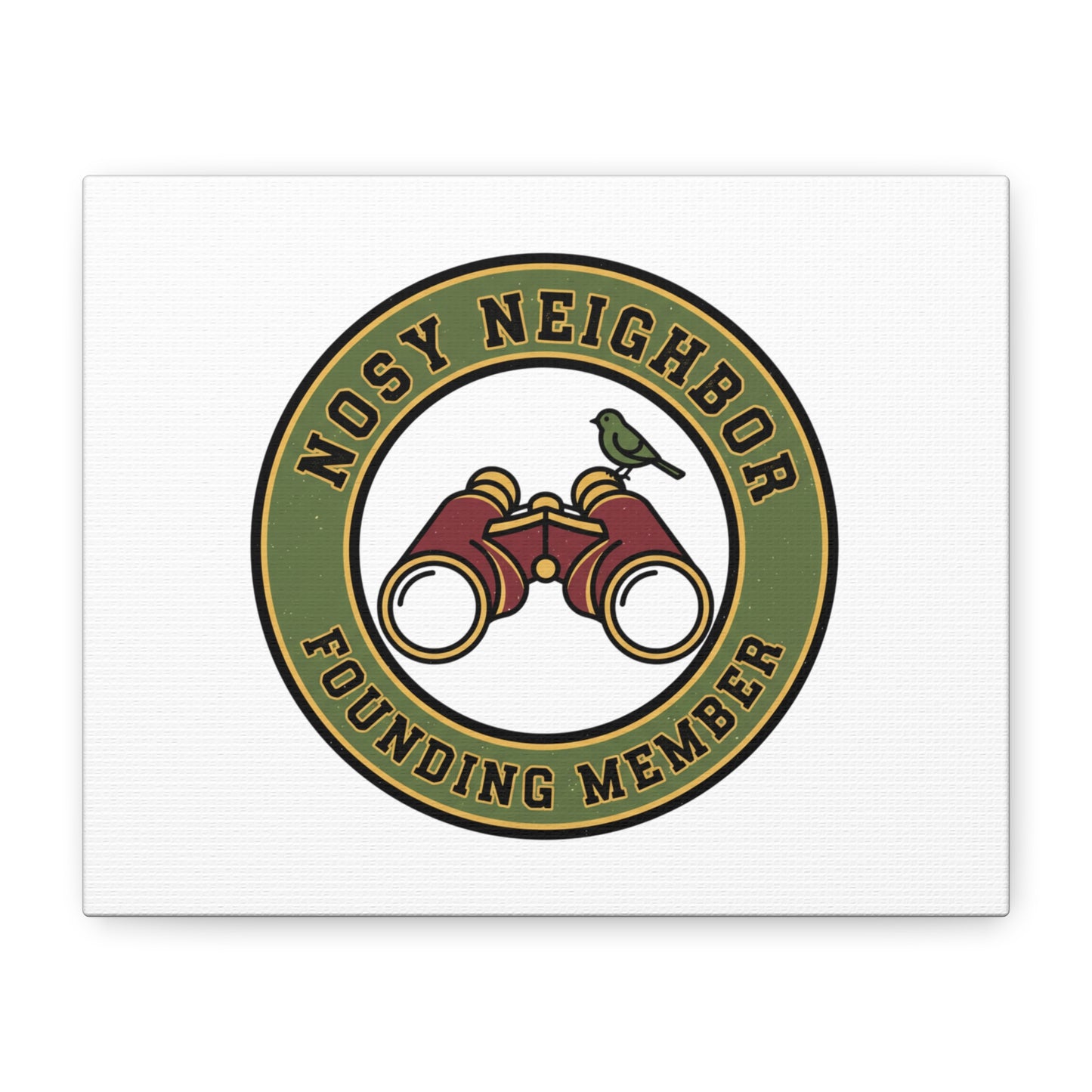 Nosy Neighbor Binoculars Logo Canvas — Retro Birding Art | Grandpa Core Country Core | Flipped Stitch