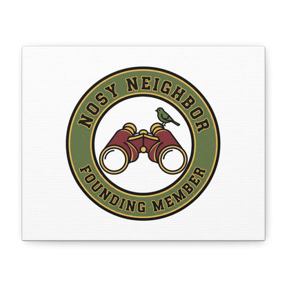Nosy Neighbor Binoculars Logo Canvas — Retro Birding Art | Grandpa Core Country Core | Flipped Stitch