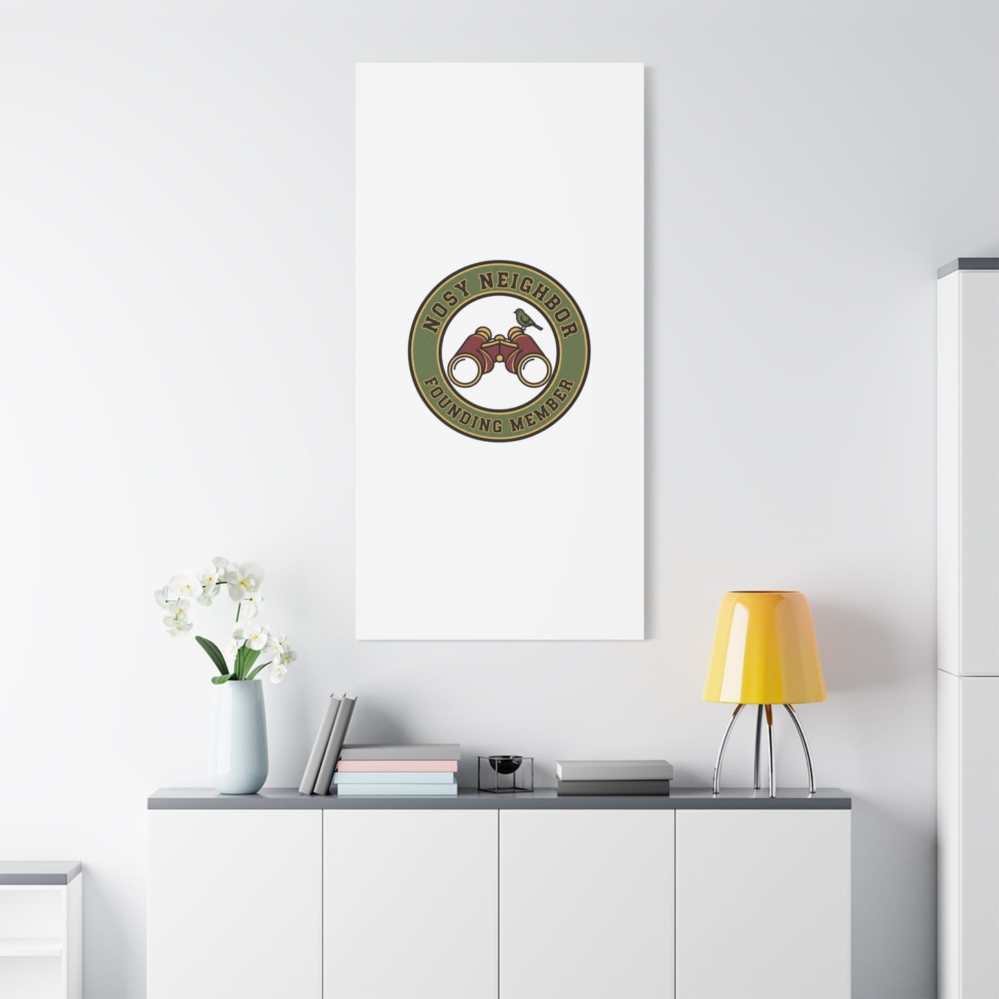 Nosy Neighbor Binoculars Logo Canvas — Retro Birding Art | Grandpa Core Country Core | Flipped Stitch