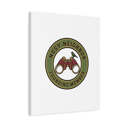 Nosy Neighbor Binoculars Logo Canvas — Retro Birding Art | Grandpa Core Country Core | Flipped Stitch