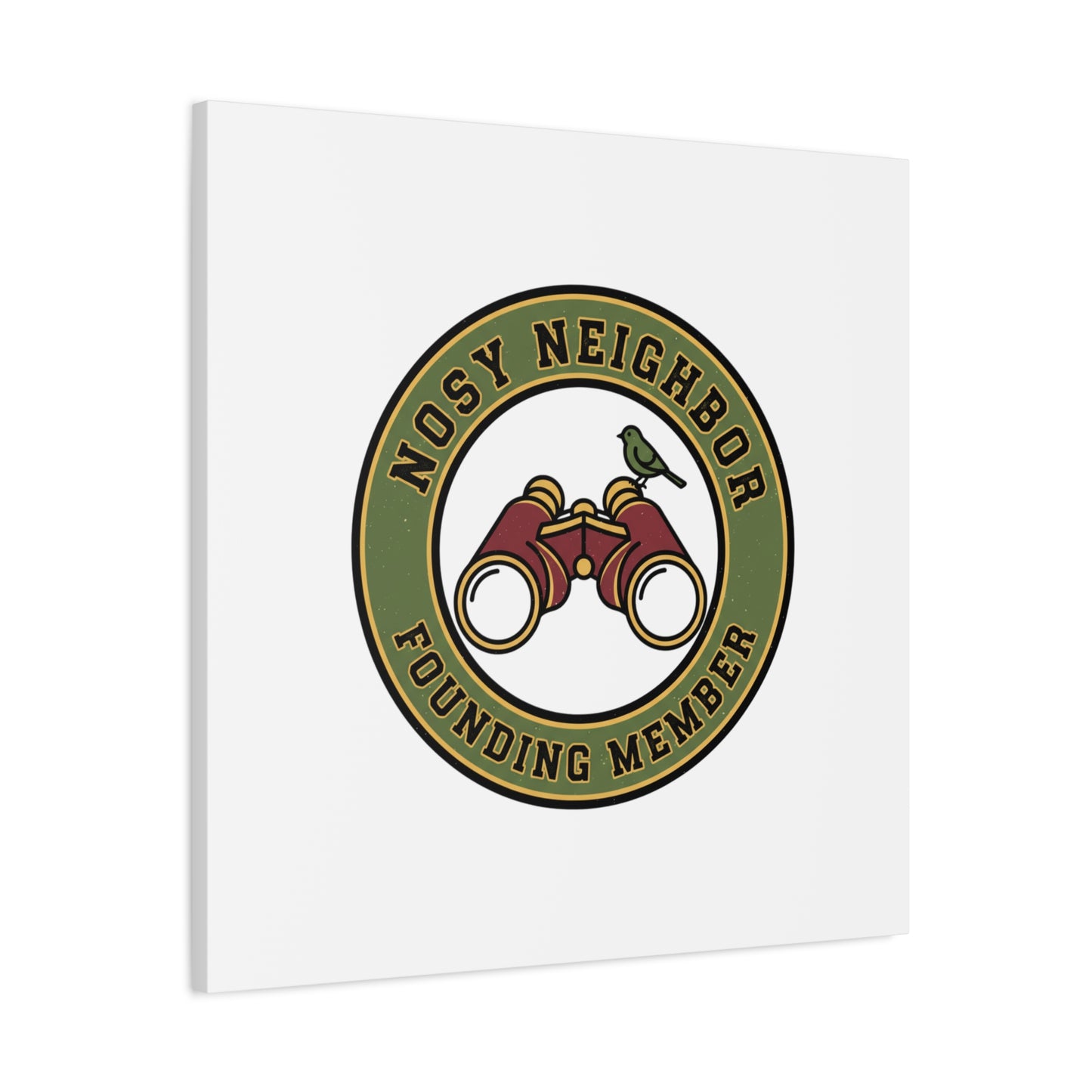 Nosy Neighbor Binoculars Logo Canvas — Retro Birding Art | Grandpa Core Country Core | Flipped Stitch