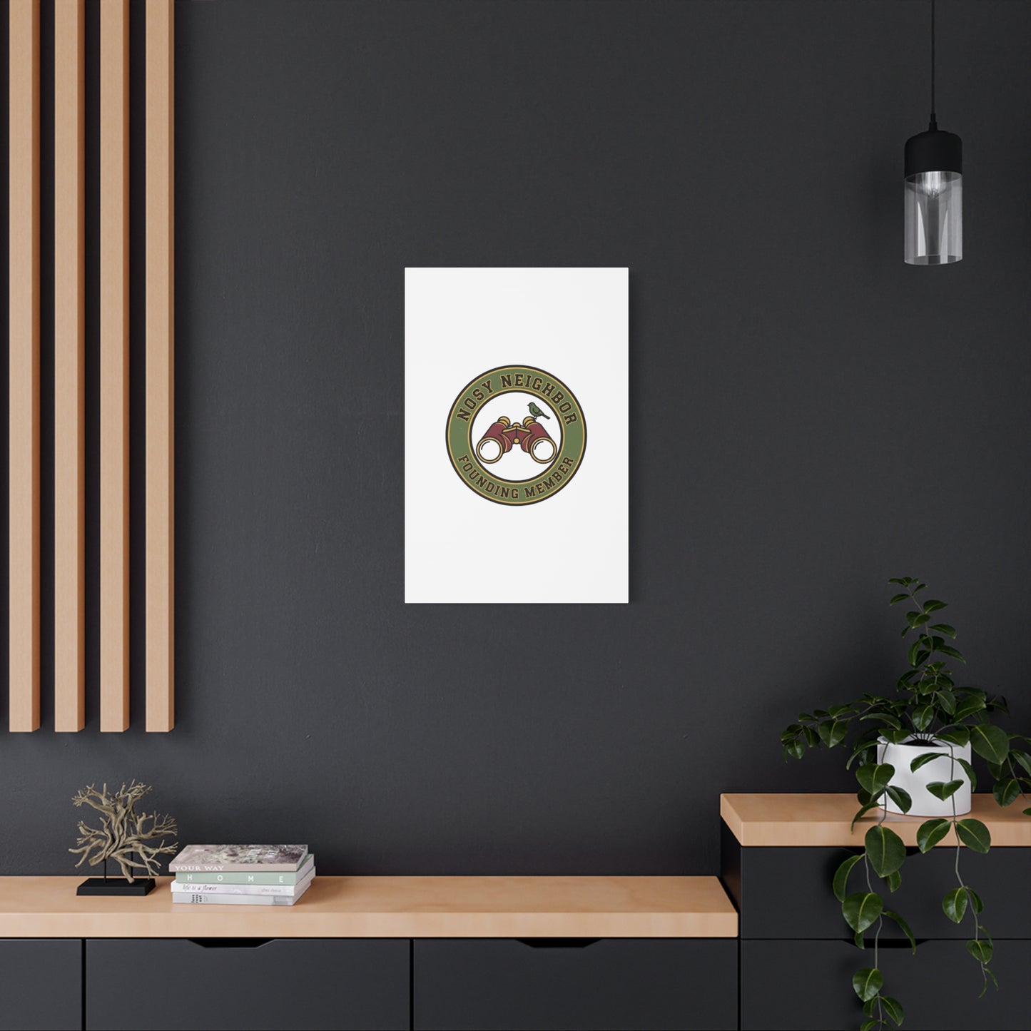 Nosy Neighbor Binoculars Logo Canvas — Retro Birding Art | Grandpa Core Country Core | Flipped Stitch