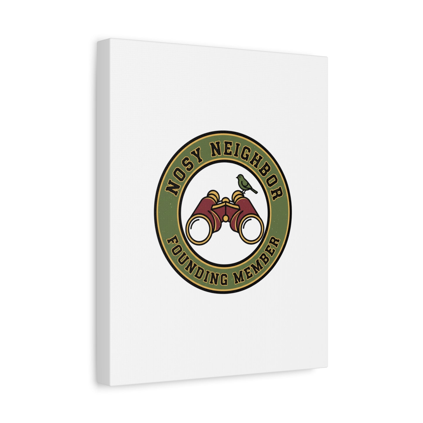 Nosy Neighbor Binoculars Logo Canvas — Retro Birding Art | Grandpa Core Country Core | Flipped Stitch