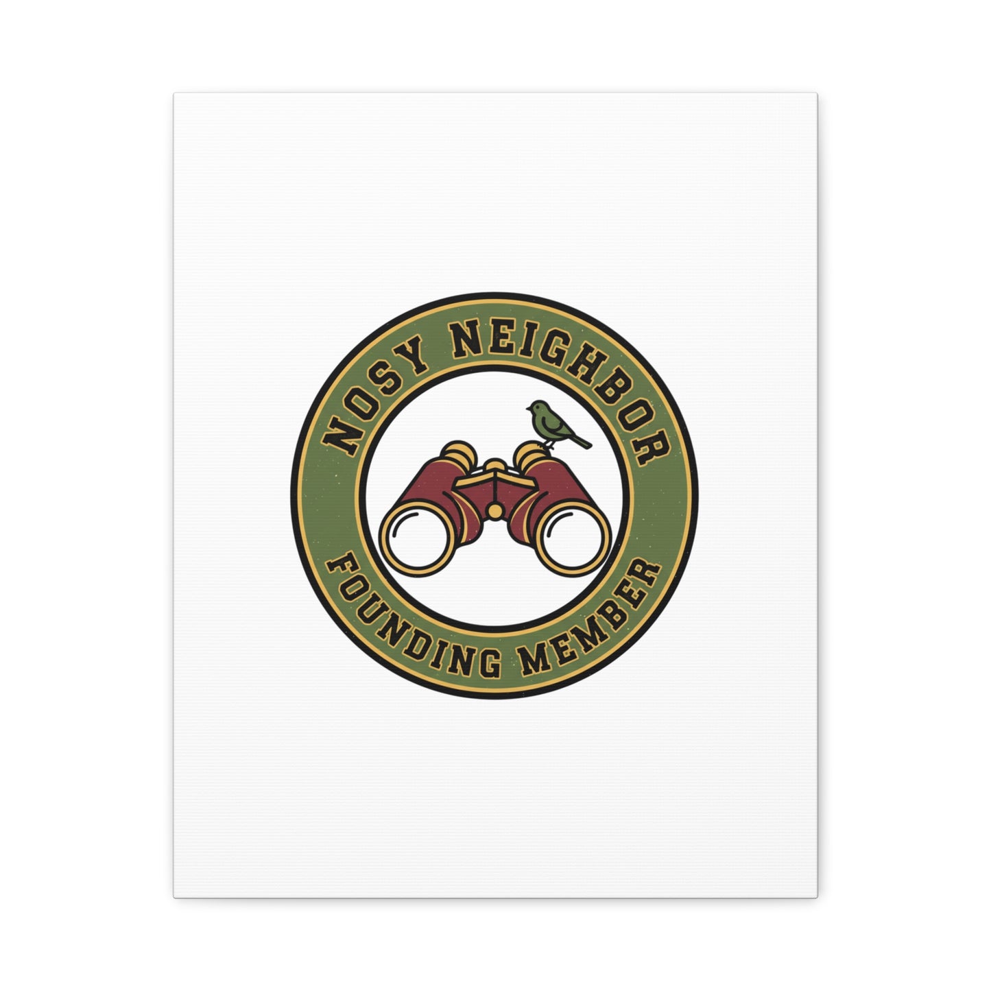 Nosy Neighbor Binoculars Logo Canvas — Retro Birding Art | Grandpa Core Country Core | Flipped Stitch